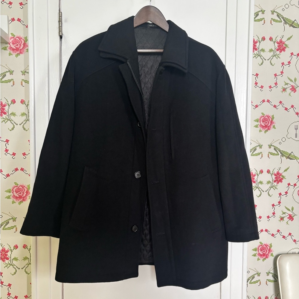 Classic Black Alfani Wool and Cashmere TrenchCoat